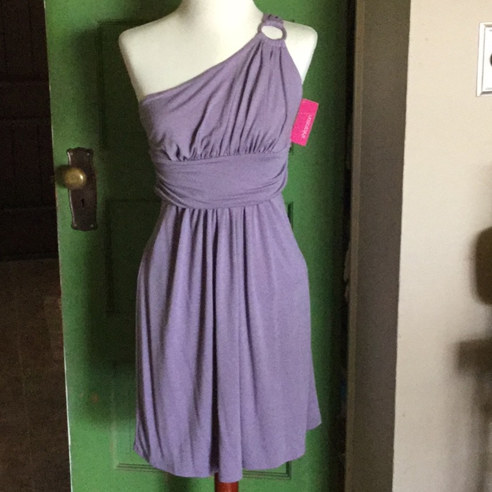 Violet One Shoulder Grecian Style Dress